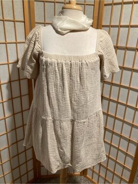 SABO Neutral Cream Gauze Short-Sleeve Dress Size Small